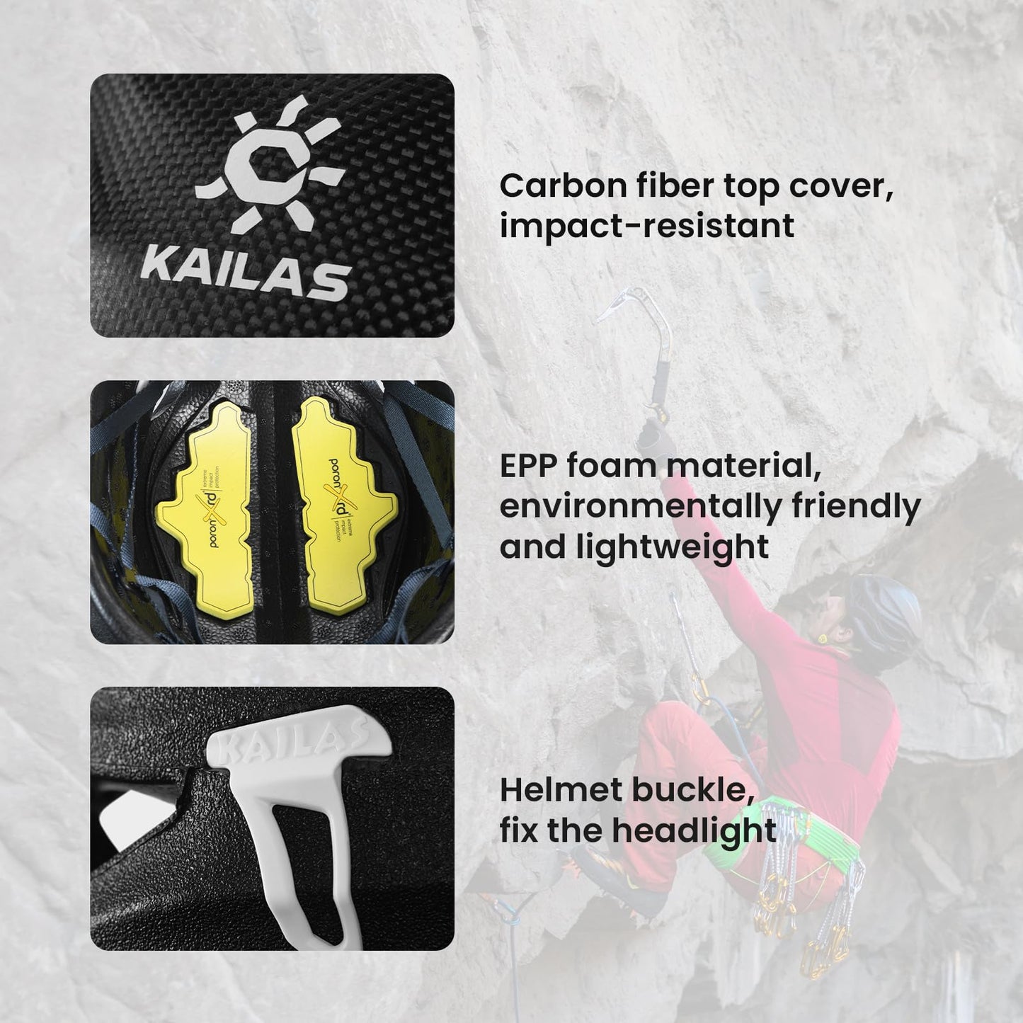 Kailas Rock Climbing Helmet Men Mountaineering Hiking Caving Helmet Adults Search Rescue Helmet Women Work Safety Helmet Black