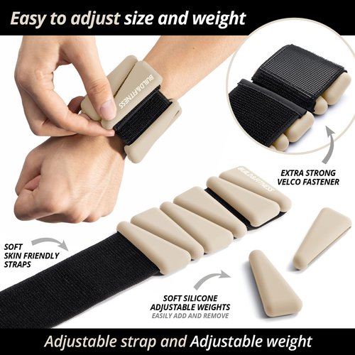 Wrist & Ankle Weights, Adjustable Bands for Women & Men Workouts, Set of 2 – 2lb or 4lb (1lb or 2lb each strap) Ideal for Runs, Jogs, Walks, Yoga, Dance, Pilates, Cardio, Aerobics, Strength Training