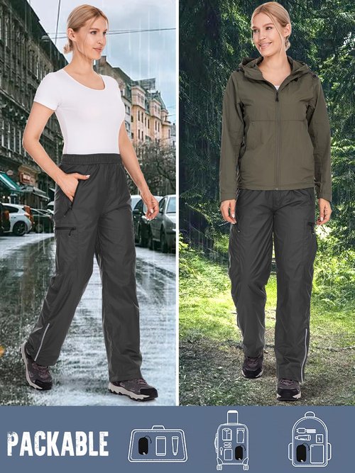 Women's Rain Pants Waterproof Hiking Pants Windproof Lightweight Over Pants Outdoor for Golf Fishing Cycling #2089-Black-M