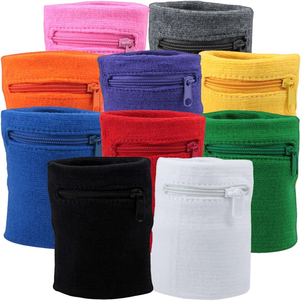Zipper Wrist Pouch Sweatband Wallet - Securely Store Keys, ID, Cards & Cash