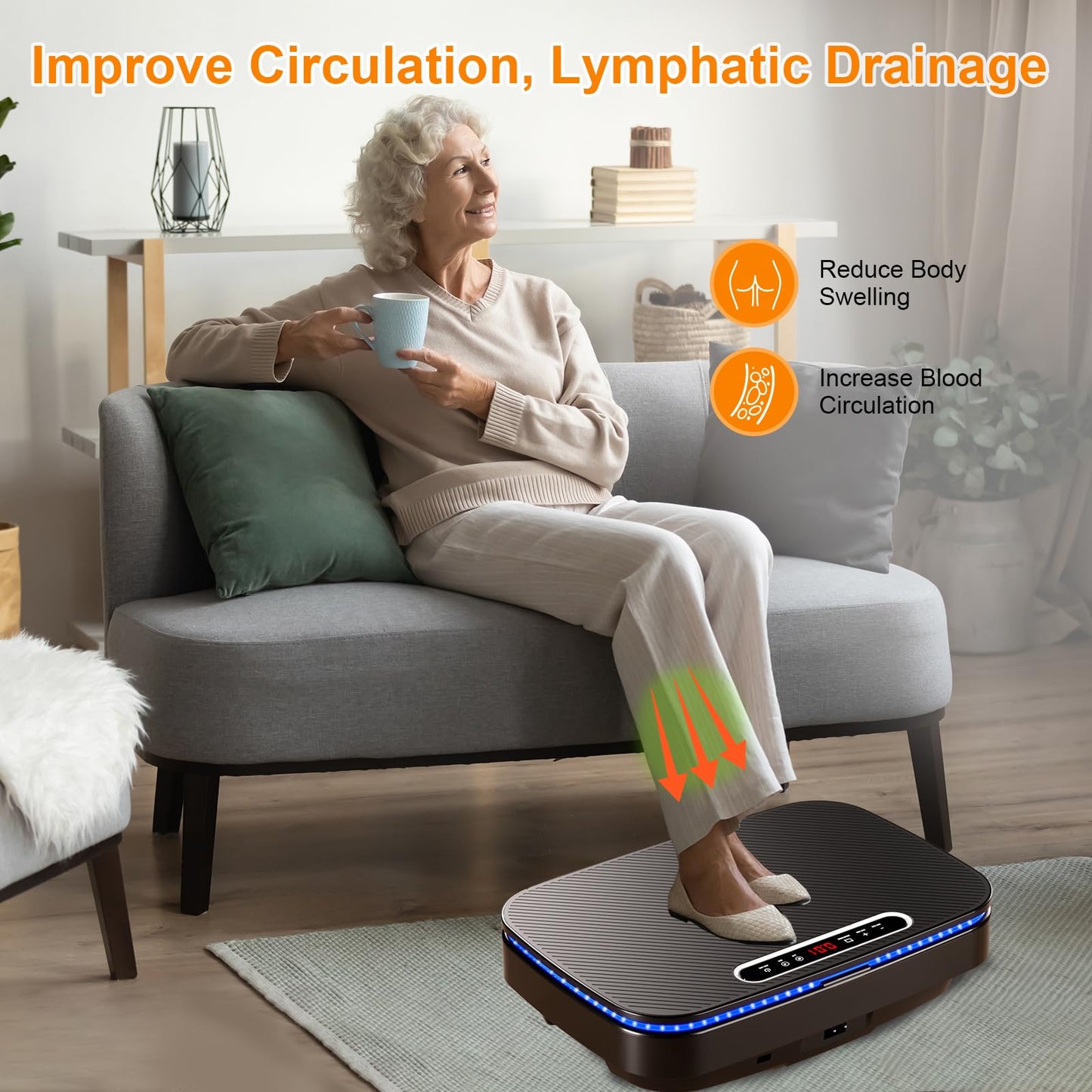 APUOCE Vibration Plate Exercise Machine, Lymphatic Drainage Machine for Home Fitness, Whole Body Workout Power Vibrate Fitness Platform for Weight Loss & Shaping