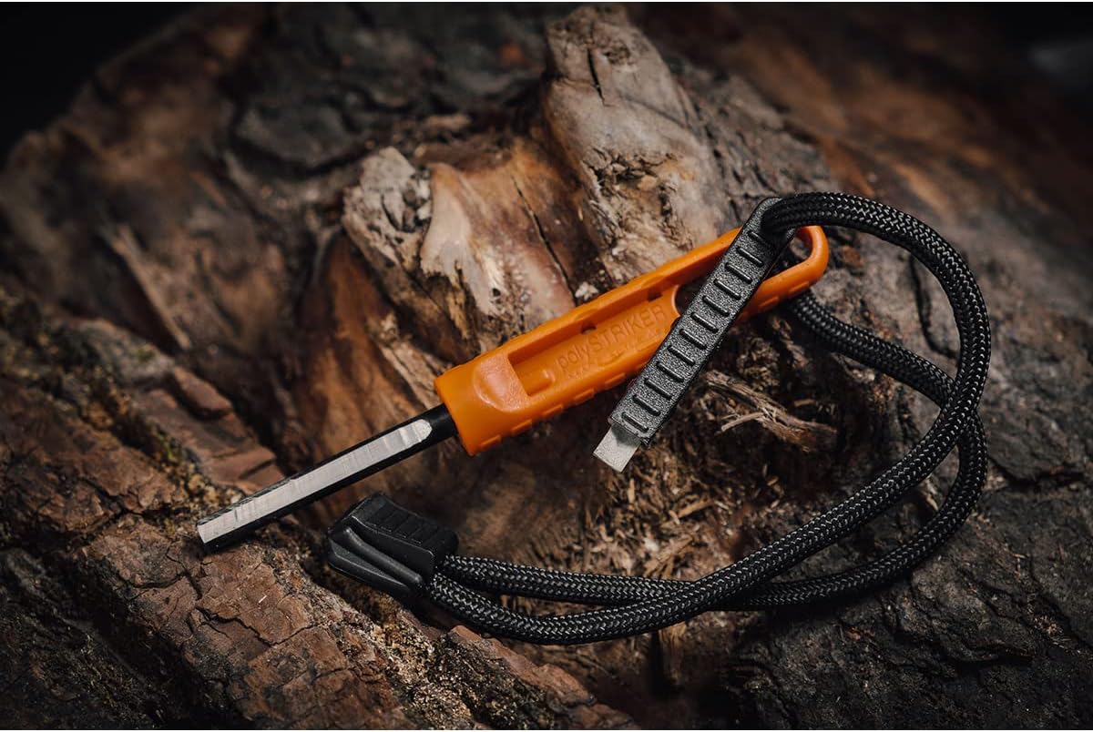 EXOTAC - polySTRIKER Lightweight Ferrocerium Fire Starter with Snap-in Striker for Emergency Kits, Campfires, Hiking, and Survival Supplies