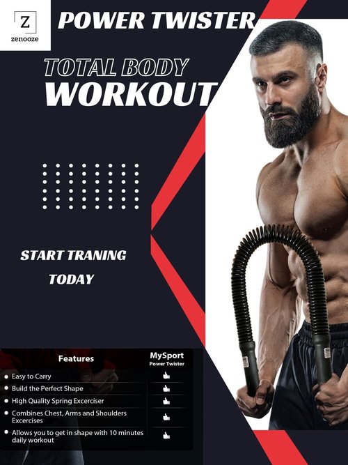 Zenooze Power Twister Flex Bar Combo Complete Upper Body Workout Set (45-100 LBS & 55-120 LBS) for Strength and Muscle Building