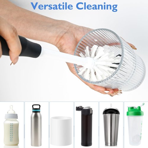 Baby Bottle Cleaning Brush with Replaceable Brush Head, Long Handle Water Bottles, Cup and Glass Brushes Cleaner for Washing and Scrubbing, Replacement Brush Head, 4 Pack