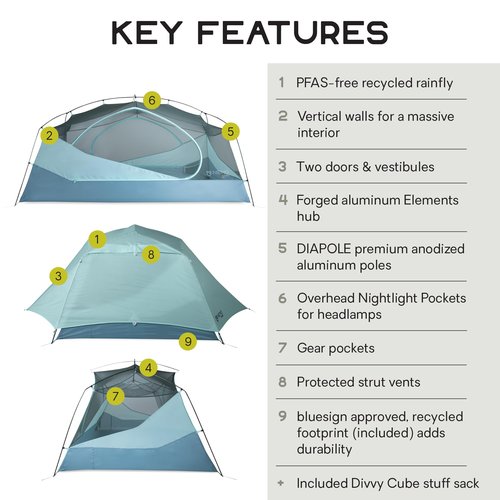 NEMO Equipment Aurora Backpacking Tent & Footprint - 3-Person - Frost/Silt