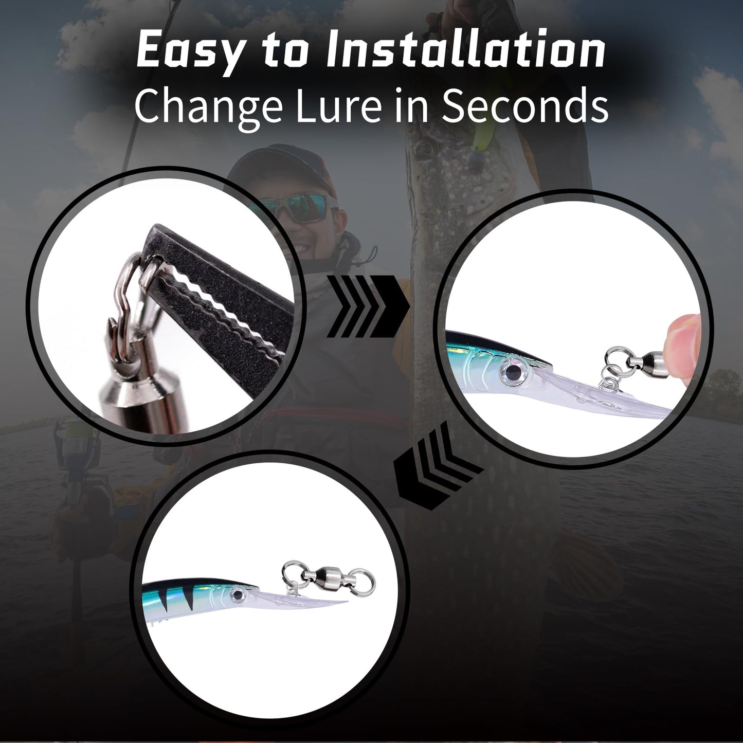 FishTrip Fishing Swivels with Split Rings, 25pcs Ball Bearing Swivel Speed Clips Stainless Quick Change Connector for Saltwater (Size 0)