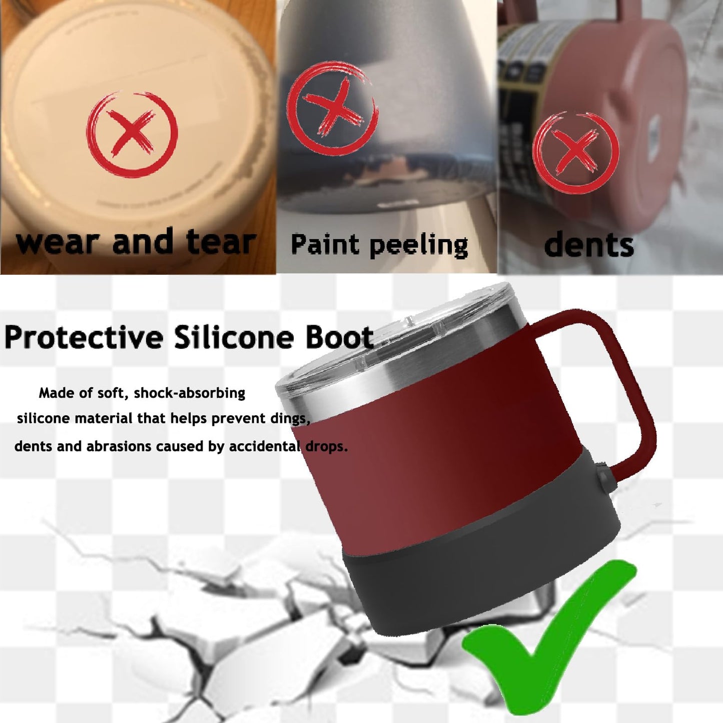 Mug Protective Boot Compatible with YETI Rambler 14 oz Silicone Boot Bottom Sleeve/YETI Rambler 14 oz Stackable Mug Bottom Protector/Anti-Slip Bottom Sleeve Cover /YETI Rambler 14 oz Accessories