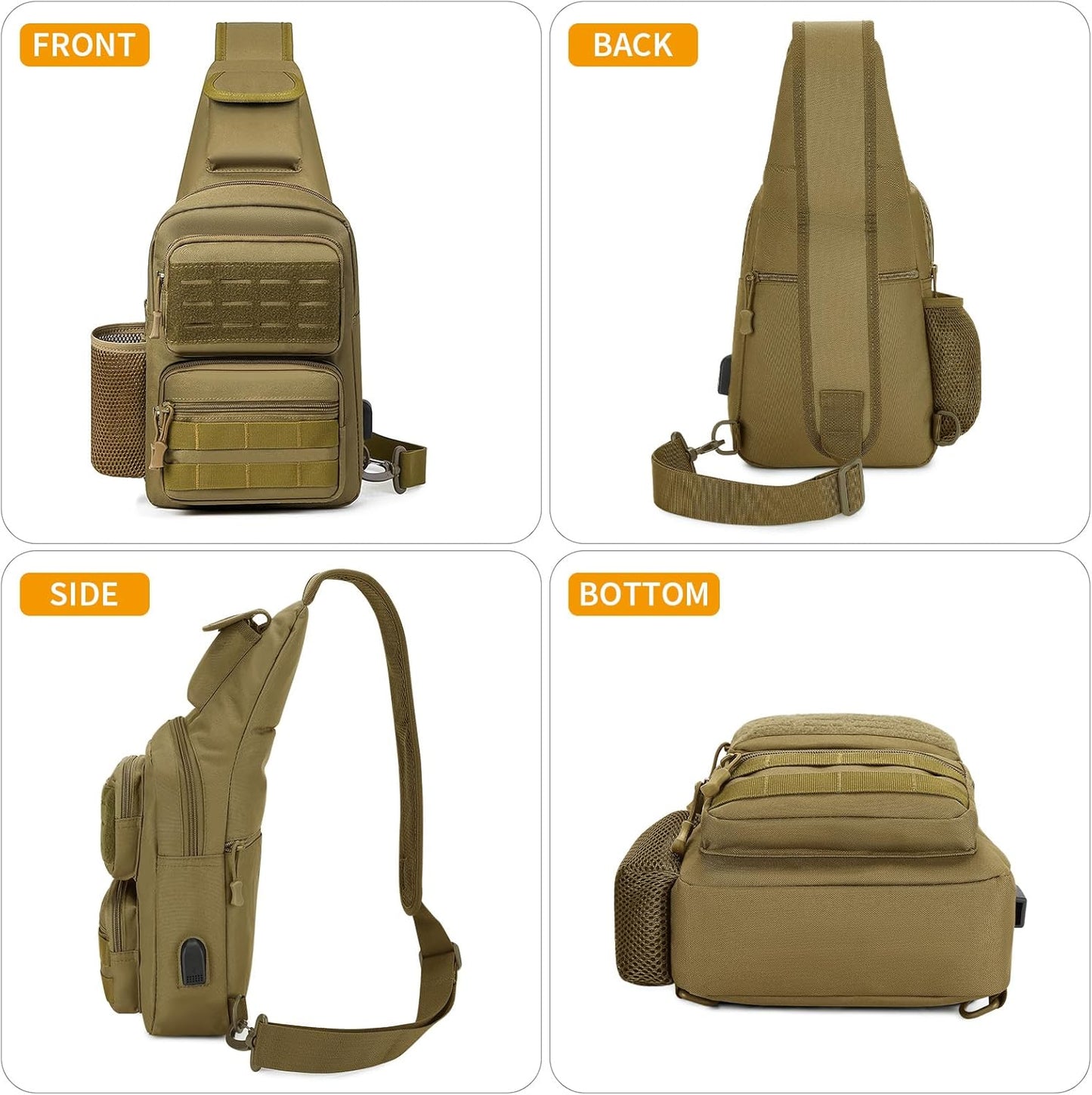 HUNTVP Small Tactical Sling Chest Pack Bag Molle Daypack Backpack Military Crossbody，Type1- ACU Camouflage