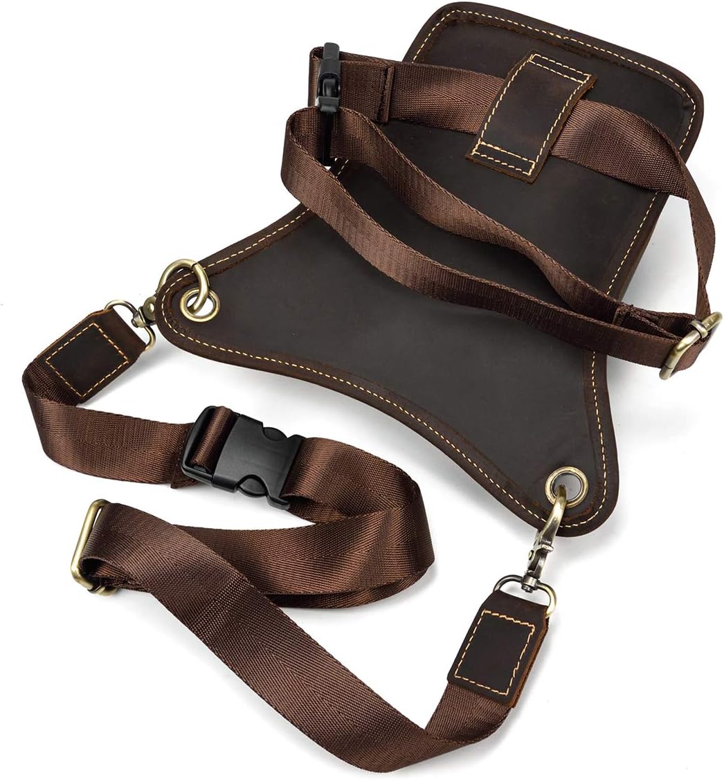 Genuine Leather Waist Bag Retro Hip Pack Drop Leg Bag Pouches Belt Bumbag for Men Multi-Purpose Cycling Riding Sport Bag