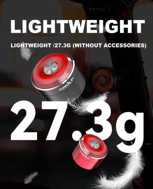 TOWILD TL05 Bike Tail Light Smart Brake Sensing Bike Rear Lights,Type-C Cable Waterproof Bicycle Back Lights Led Rechargeable Auto On/Off Taillight for Road Cycling Commuting