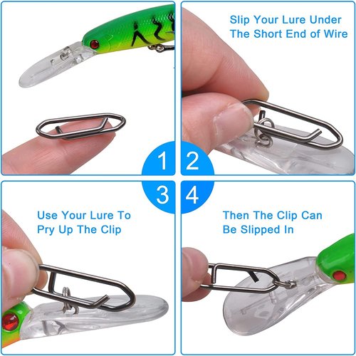 VATEICO Fishing Power Clips Kit Stainless Steel Fast Snaps Fishing Speed Clips Quick Change Lure Connector Kayak Drifting Fishing 40pcs