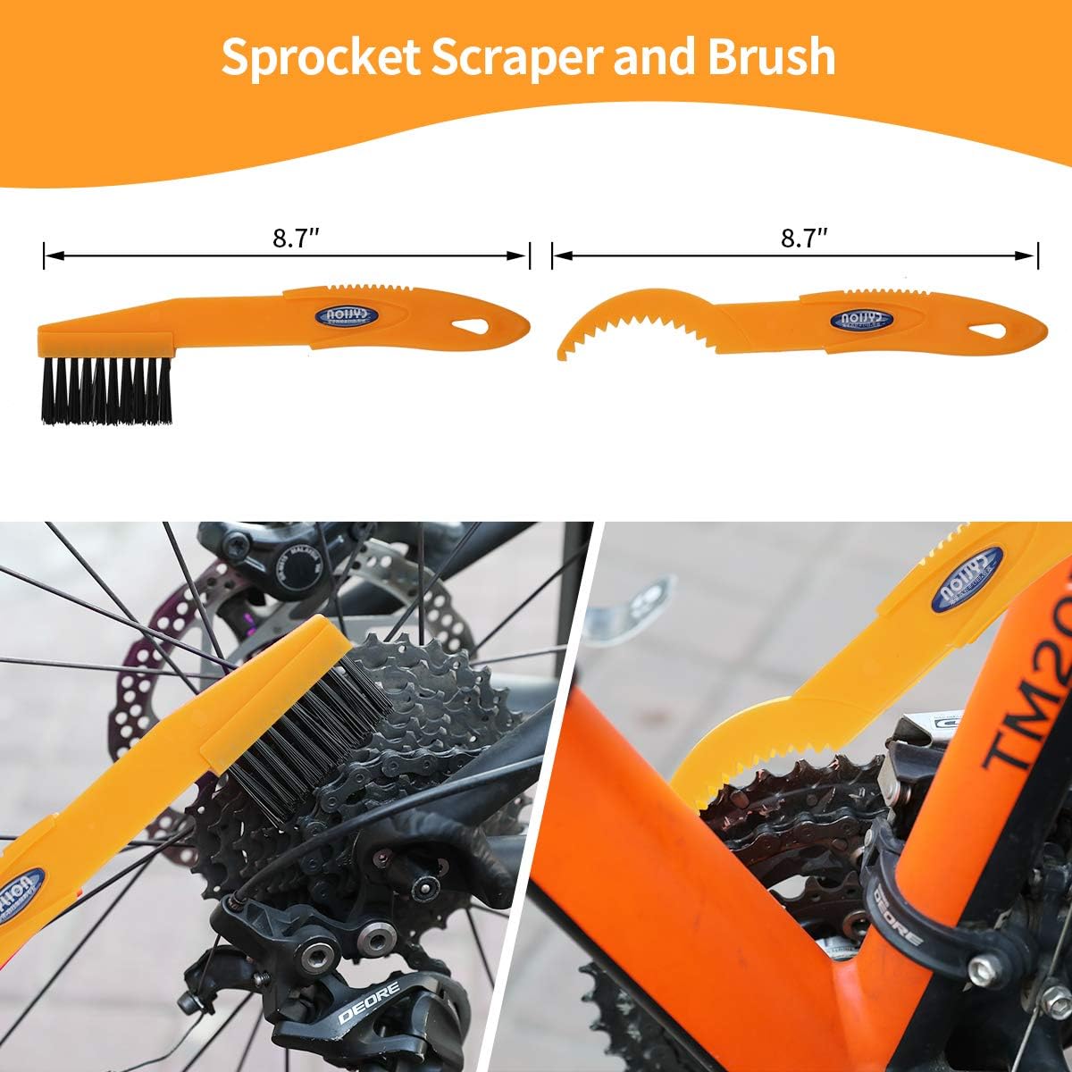 8 Pieces Precision Bicycle Cleaning Brush Tool Including Bike Chain Scrubber, suitable for Mountain, Road, City, Hybrid,BMX Bike and Folding Bike