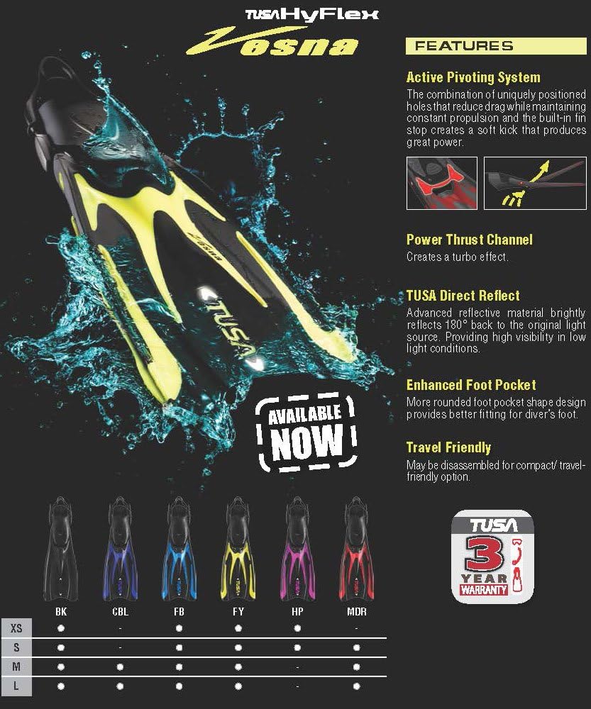 TUSA SF-0101 Hyflex Vesna Scuba Diving Fins