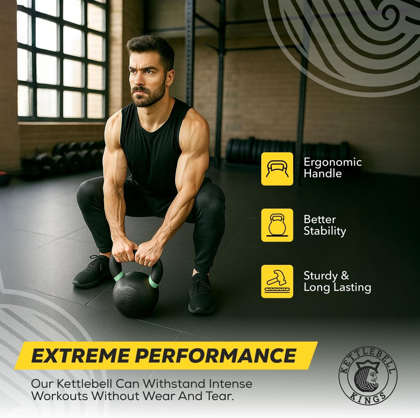 Powder Coated Kettlebell Weights 5-90 LB | Durable Gym Equipment for Strength Training