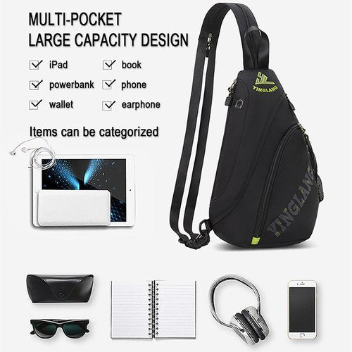 Peicees Bags for Men Waterproof Sling Bag Crossbody Shoulder Bag for Women Chest Daypack Backpack for Travel Bike Hiking, Gray