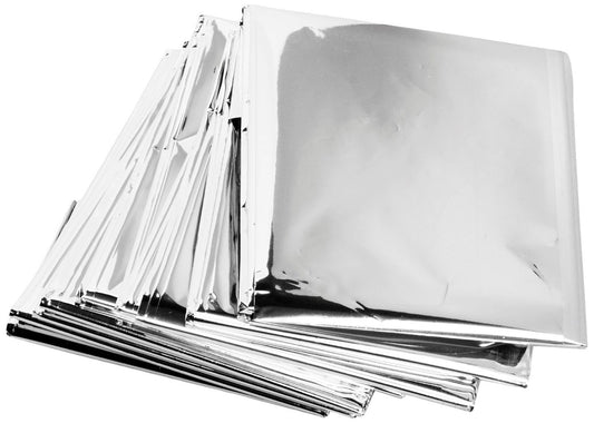 20 Pack Emergency Mylar Thermal Blankets, 54" x 84" - by Science Purchase, Silver,Large, 73MYLARPK20