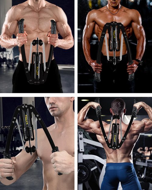 Twister Arm Exerciser Hydraulic Power Adjustable 22-440lbs, Home Chest Expander Shoulder Muscle Training Fitness Equipment, Biceps ABS Back Enhanced Exercise Strengthener, Thickened Carbon Steel, Gray
