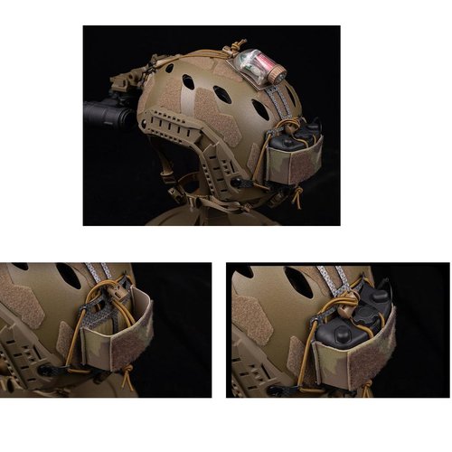 Multifunction Tactical Helmet Battery Pouch,PVS-31 NVG Battery Box Storage Pouch Elastic Adjustment Balance Weight Bag Counterweight Pack Compatible with Most Helmets (CAMO)