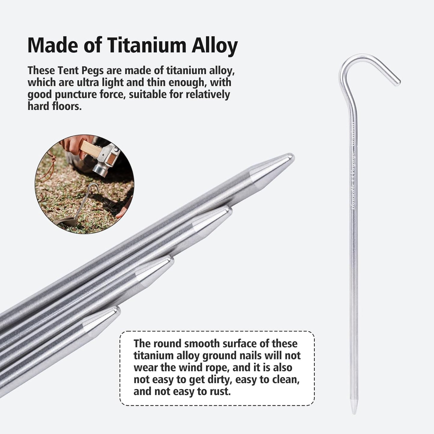 iBasingo Titanium Alloy Pegs Camping Tent Pegs Portable Elbow Grass Nail Tent Hardware