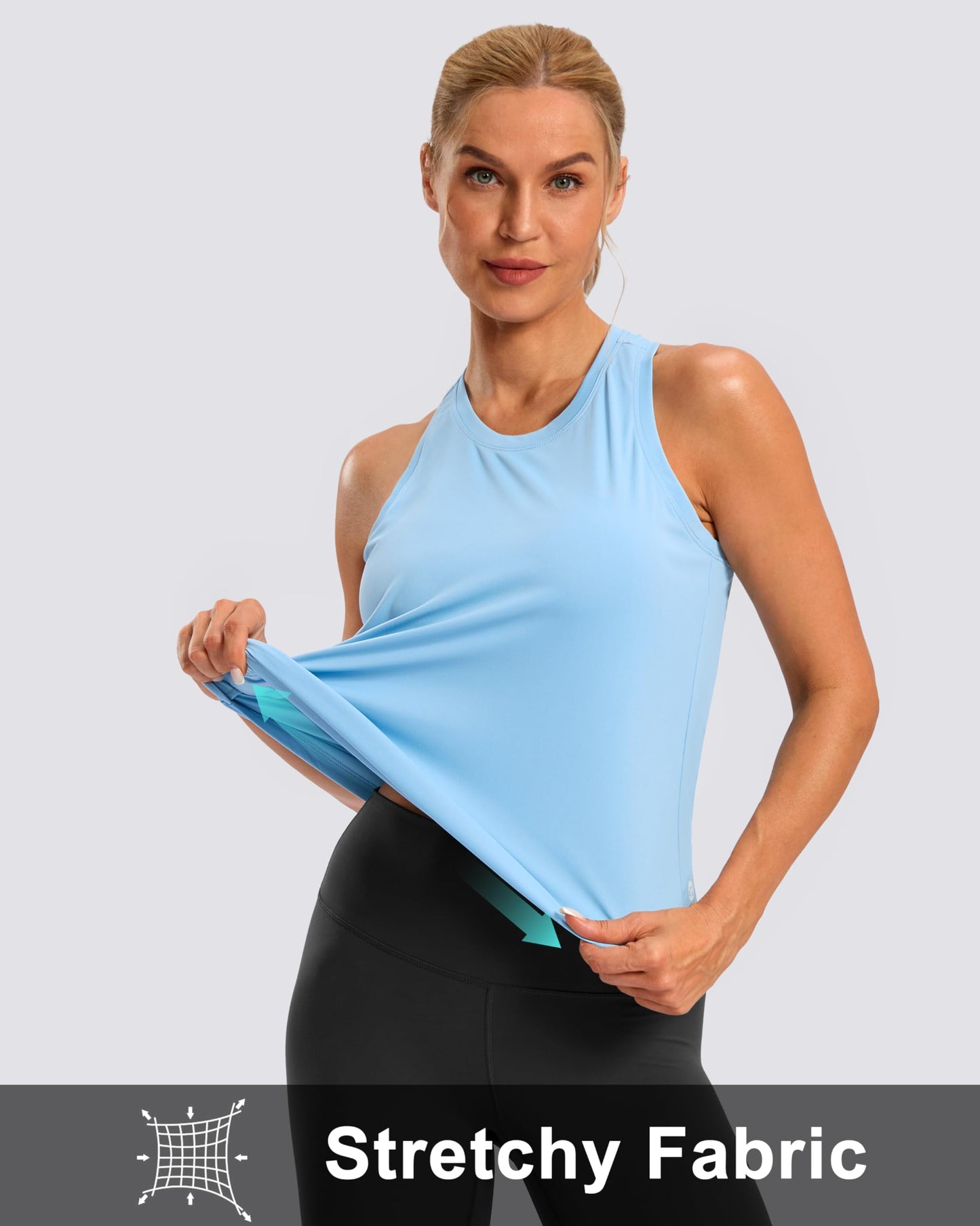 G Gradual Women's Workout Tank Tops Racerback Athletic Yoga Tops Loose Fit Sleeveless Running Gym Sports Shirts for Women(Haze Blue,L)