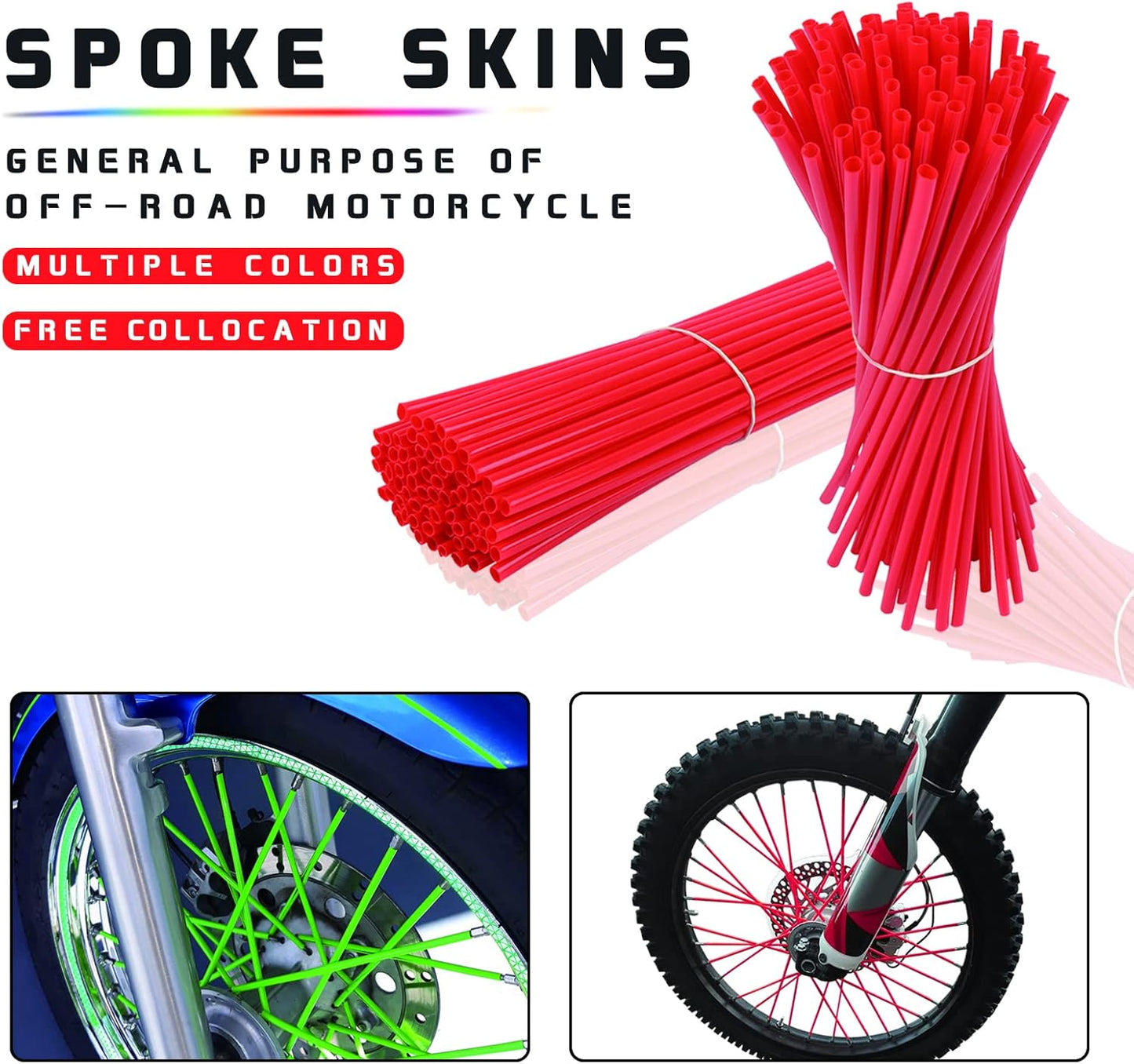 72Pcs Universal Spoke Skins Covers，Wheel Spoke Wraps Skins Pipe Trim Decoration Protector For Motorcycle Dirt Bike Yamaha Honda BMW Suzuki Kawasaki(Pink)