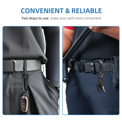 Batur Duty Belt Key Holder, 2 Pack Improved Quick Release Key Holder with Key Ring, Premium Belt Key Clip for Police, Law Enforcement, Black