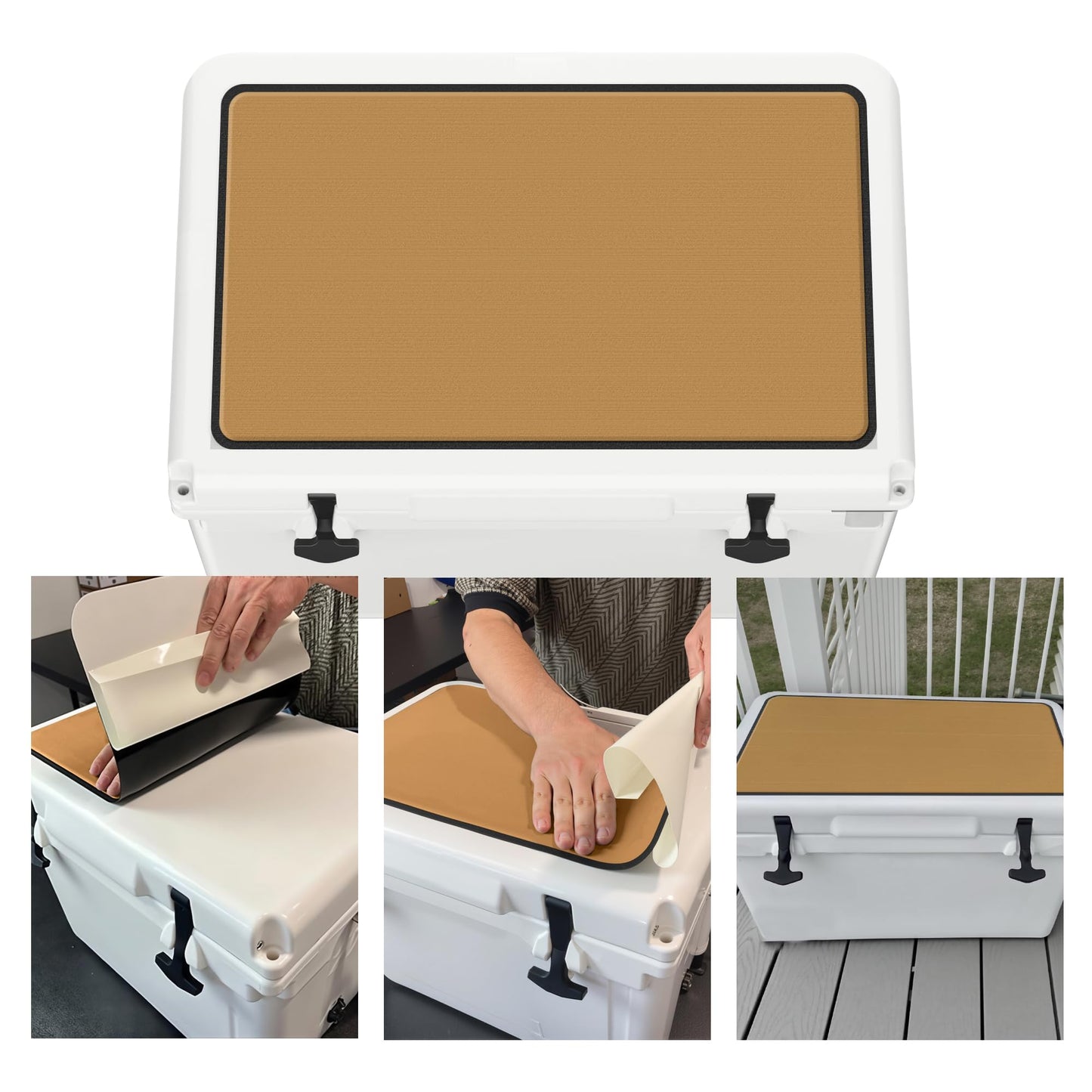 Hjdeck Cooler Pad for RTIC 32 Quart Seat Cushion Soft Self-Ahesive Cooler Pad Accessory - Dark Brown