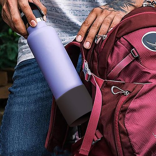 WSGALARY 2 PCS Protective Silicone Boot for Hydro Flask Tumbler 40oz 32oz 24oz, Anti-Slip Water Bottle Accessories Bottom Boot Sleeve Cover for Hydro Flask Travel Tumbler [Black+Black]