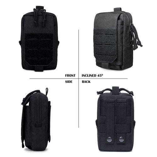 Molle Pouches for Men Tactical Belt Pouch EDC Utility Phone Bag for Backpack Plate Carrier Vest Duty Belt Accessories Gear Organizer Small Pouch (US-Black)