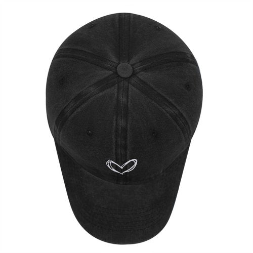 Pairxily Vintage Heart Embroidered Baseball Cap Distressed Adjustable Hat for Women Low Profile Dad Hats Unisex Cotton Cap(Black)