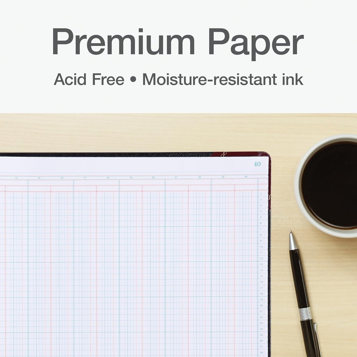 Boorum & Pease 25 Series Columnar Book, 24 Column, 150 Page, Black/Red (25-150-24)