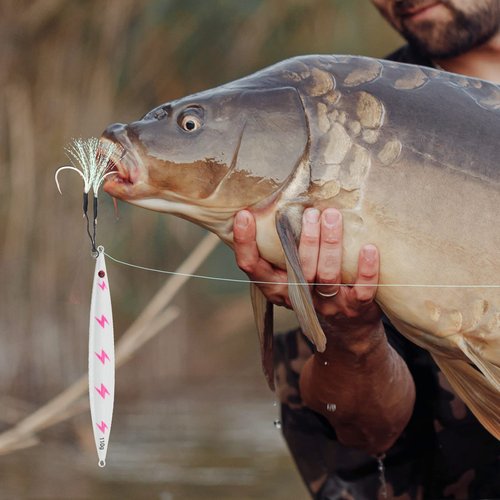 Ghanneey 3Pcs Fishing Jigs Saltwater Speed Jigging Lures with Assist Hooks Sea Fishing Jigging Spoon Lures for Bass Fishing/110g