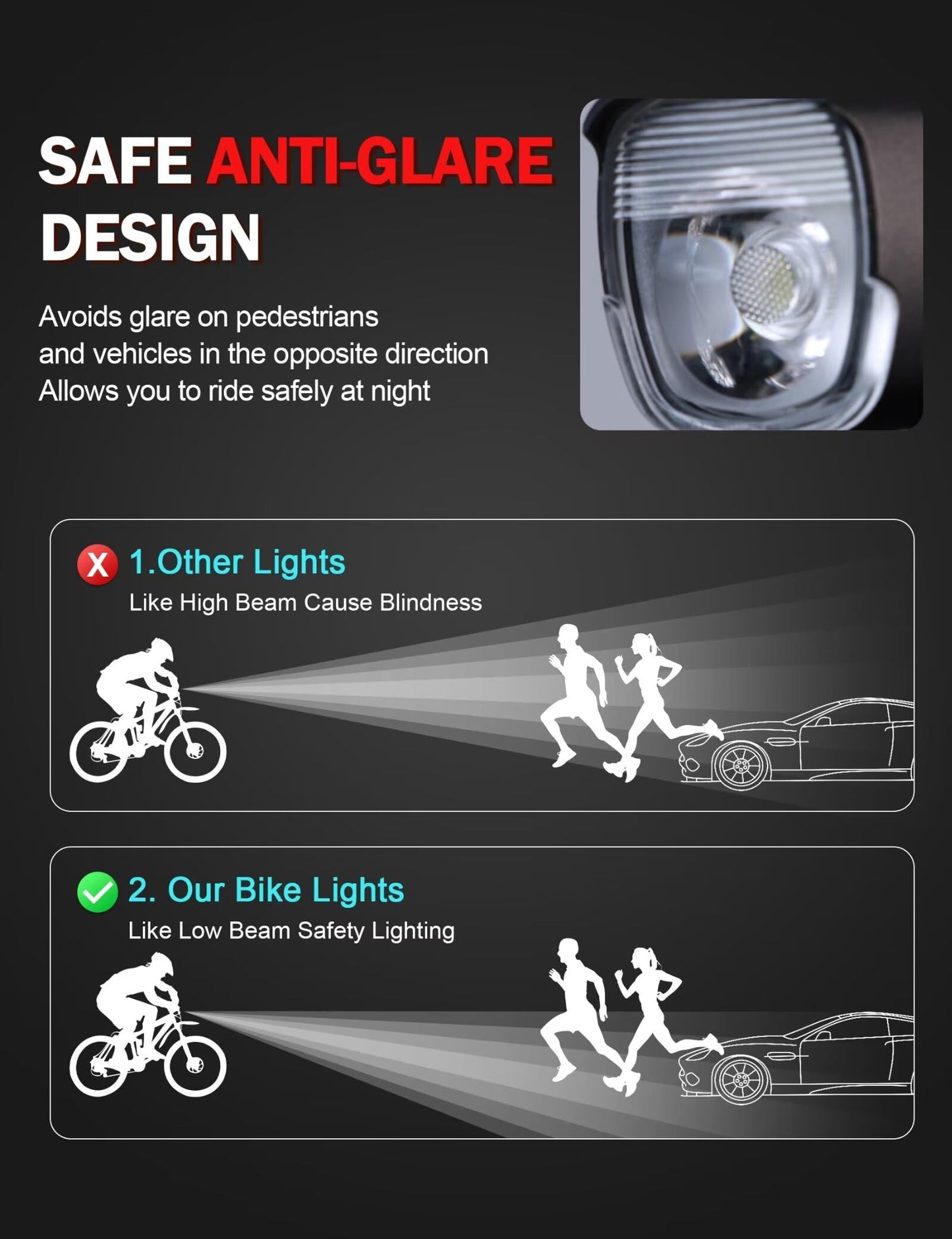 INBIKE Bike Headlight, LED Bike Light, 5 Modes/USB Rechargeable/ 500 Lumens, Bicycle Front Light for Safety Night Riding Water Resistant, Super Bright