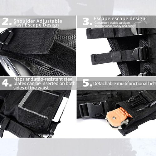 YAKEDA Tactical Outdoor CS Game Vest Adjustable Fit Adult (Black)