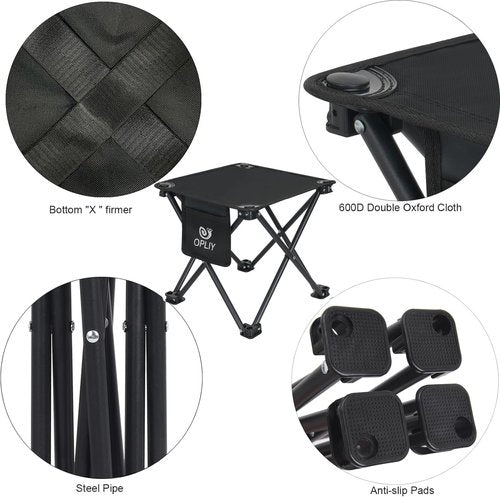 Opliy Camping Stool 2 Pack,13.5 Inch Portable Folding Stool for Outdoor Gardening and Beach Hiking Fishing,Foot Stool with Carry Bag (Black)