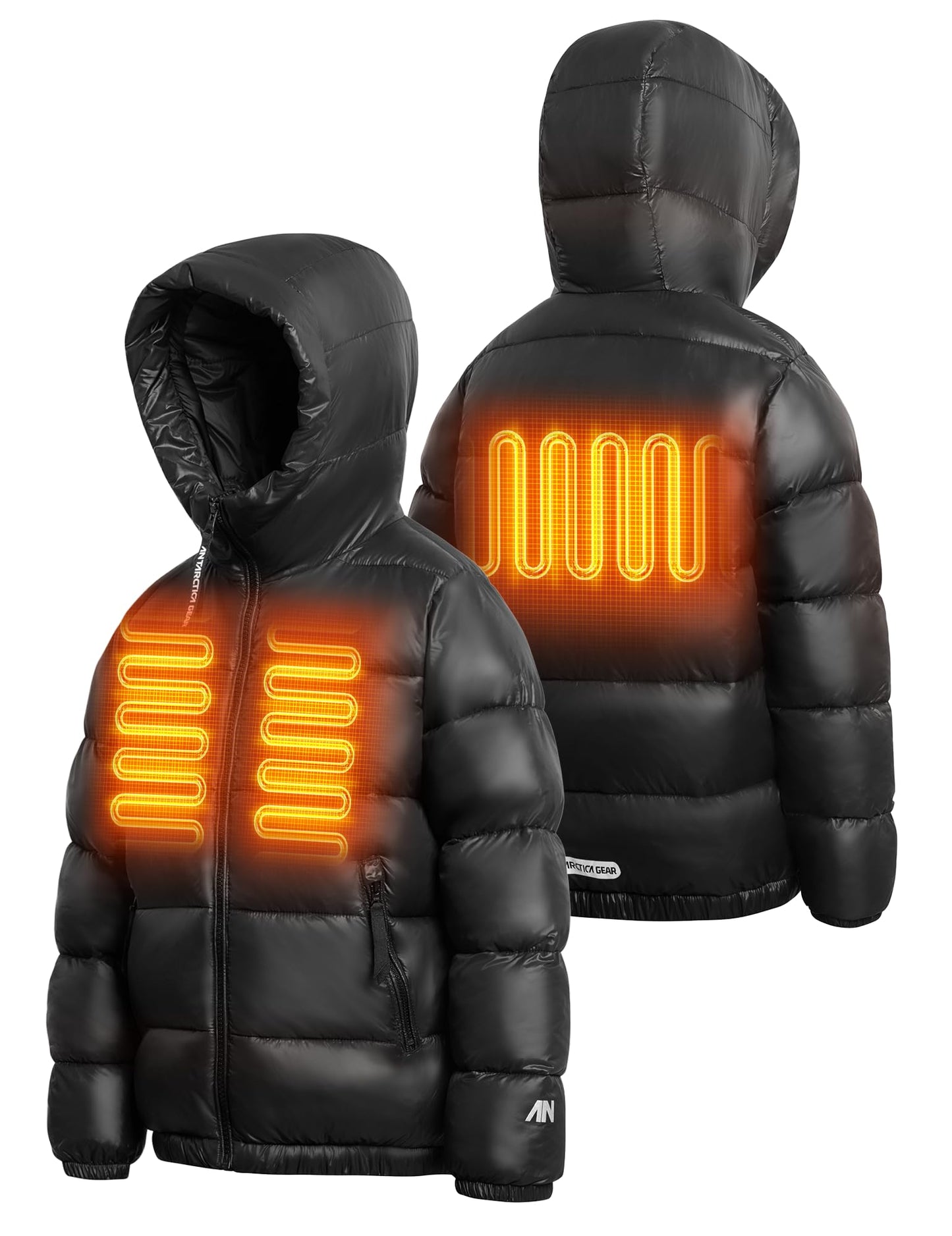 ANTARCTICA GEAR Kids Heated Jacket with 12V/5A 10000 mAh Battery Pack, 3 Heated Areas Winter Coat for Boys & Girls