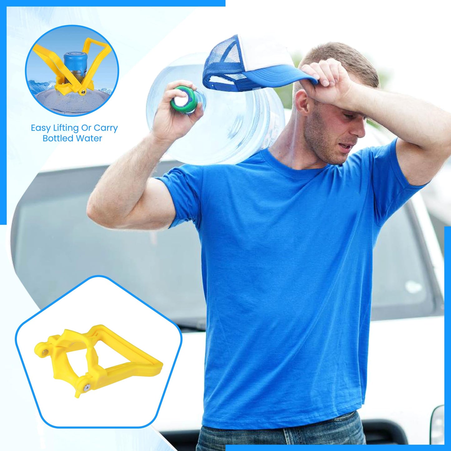 5 Gallon Water Bottle Lifter - Drinking Water Carrier With Handle - Lift Heavy Bottles Easily