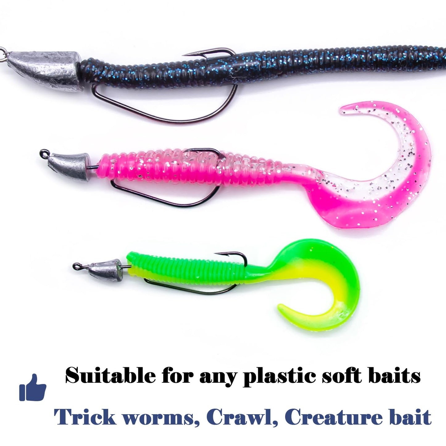 FishTrip Bullet Jig Head Weighted Hooks,10pcs Texas Rigs EWG Hooks for Bass Fishing Saltwater 1/16 oz