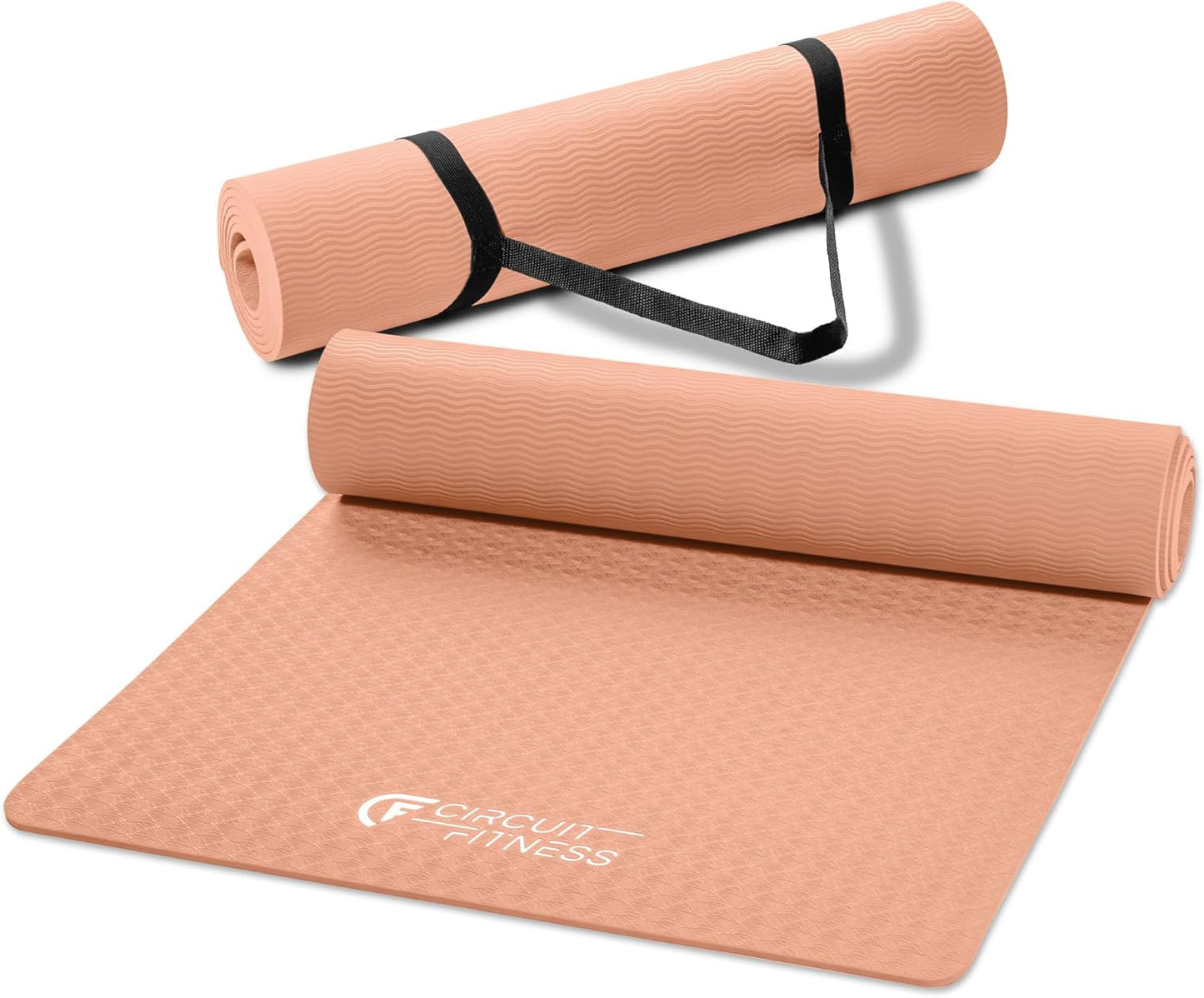 Circuit Fitness by Marcy Non-Slip Multi-Purpose Exercise Yoga Mats with Carrying Strap Multi-Thickness, Multi-Color Options