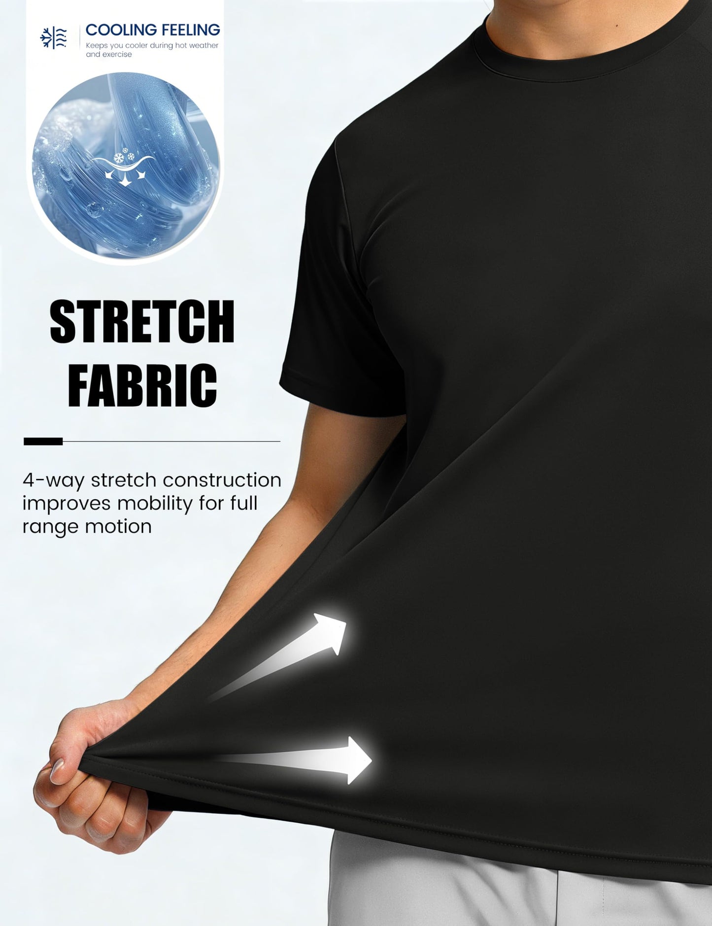 TACVASEN Shirts for Mens Black Athletic Shirt Dry Fit Short Sleeve Running Mens Workout T-Shirts Rash Guard Sun Protection Tshirts L