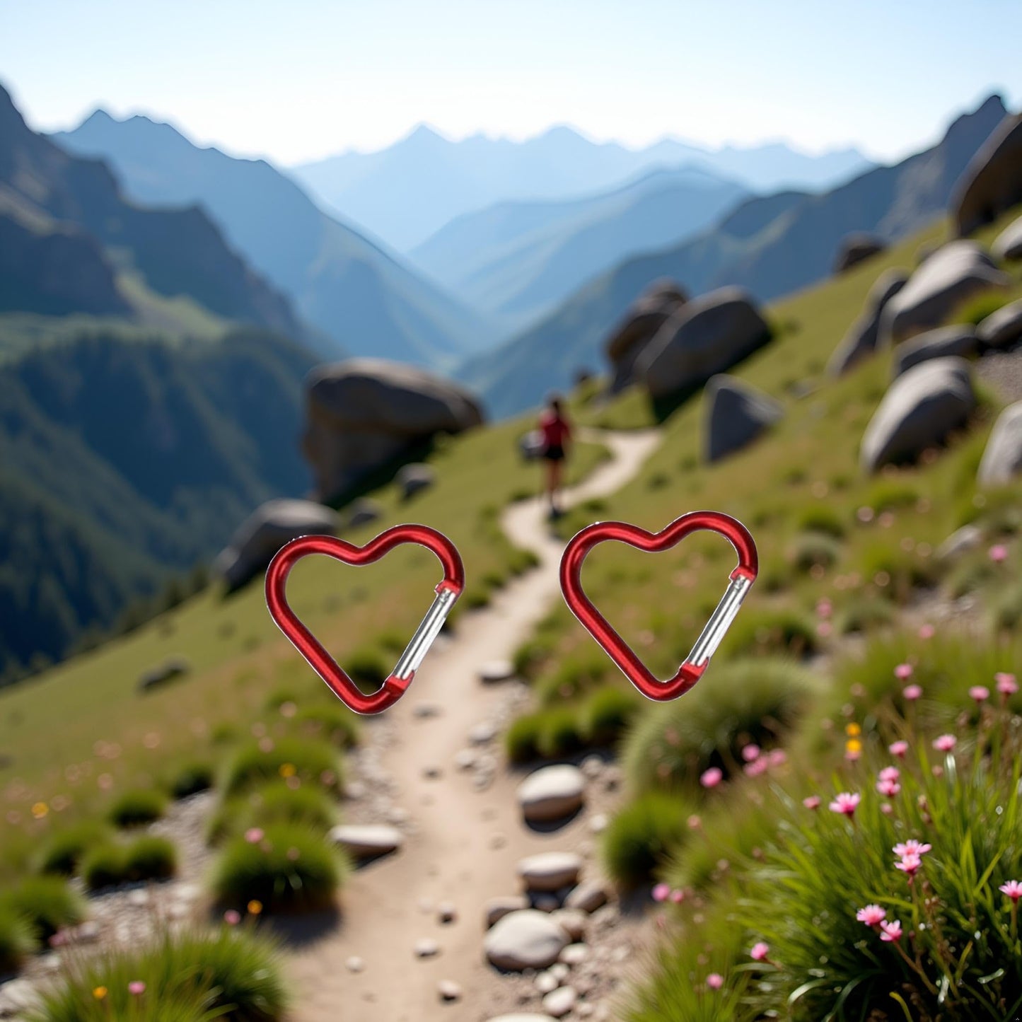 2Pcs Red Heart Shape Carabiners Keychain Clips Snap Hook Key Ring for Camping Accessories Backpack Water Bottle Aluminum Alloy Accessory and Keychain Carabiners，Accessories