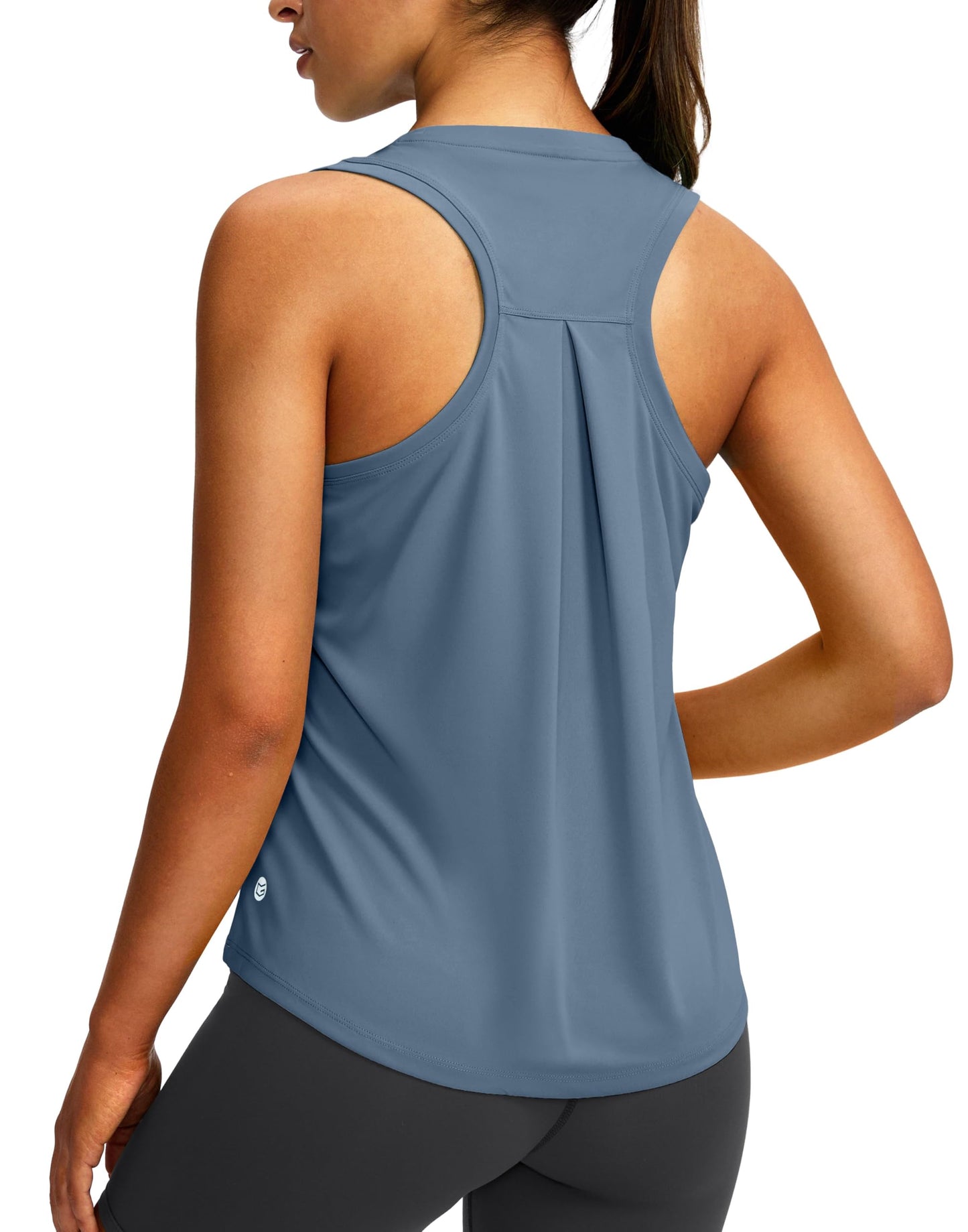 Women's Workout Tops Racerback Athletic Tank Tops Sleeveless Loose Fit Yoga Running Gym Shirts for Women(Slate Blue,L)