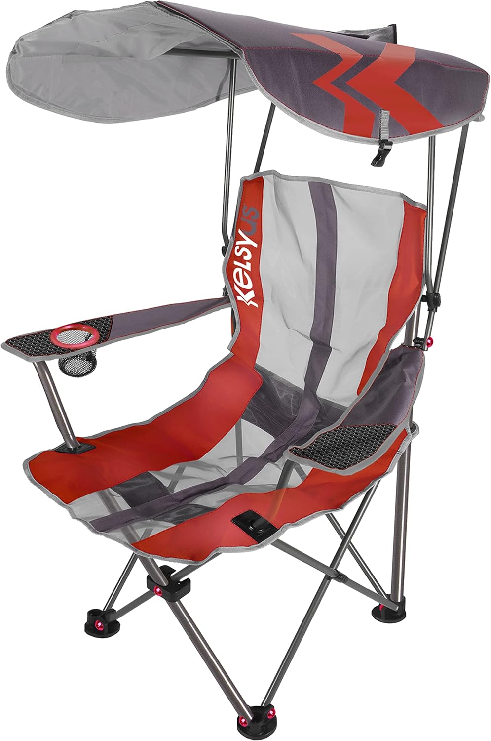 Foldable Canopy Chair for Camping & Tailgating - Kelsyus Grey/Red Outdoor Seating