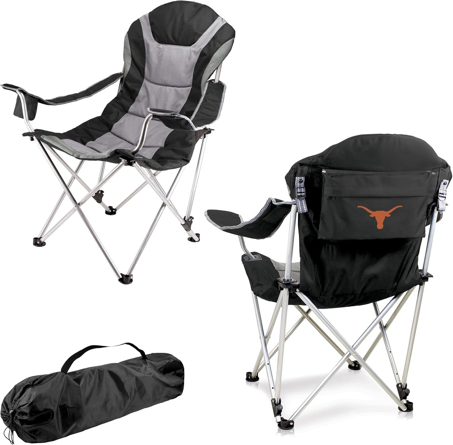 PICNIC TIME NCAA Arkansas Razorbacks Reclining Camp Chair - Beach Chair for Adults - Sports Chair with Carry Bag