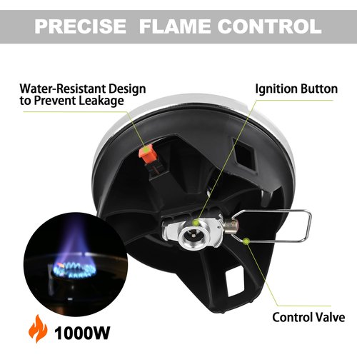 Hotdevil 1.2L Backpacking Camping Stove Cooking System with Piezo Ignition, Outdoor Portable Burner with Pot & Brackets Camp Stove Camping Stove Kit Propane, Ideal for Hiking Fishing Hunting Emergency