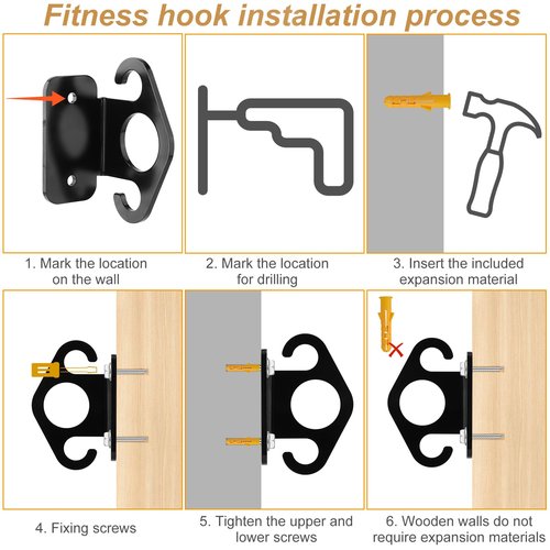 PEUTIER 3pcs Resistance Band Anchor, Wall Mount Workout Anchors Resistance Band Hooks with Screws Home Suspension Training Kit Accessories for Home Gym Workouts