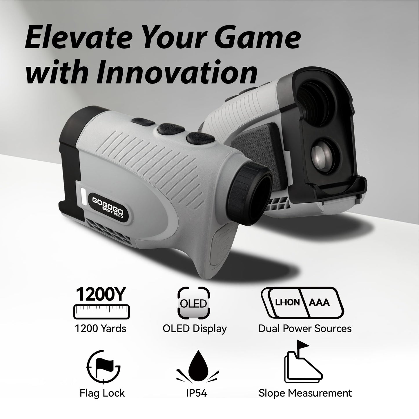 Gogogo Sport Vpro Gen 2 Golf Laser Rangefinder, Ultra-Clear Optics with 99% Transmission Lens OLED Display, Dual Power Sources, FlagLock/Slope/Magnetic/Lightweight (Gen 2)