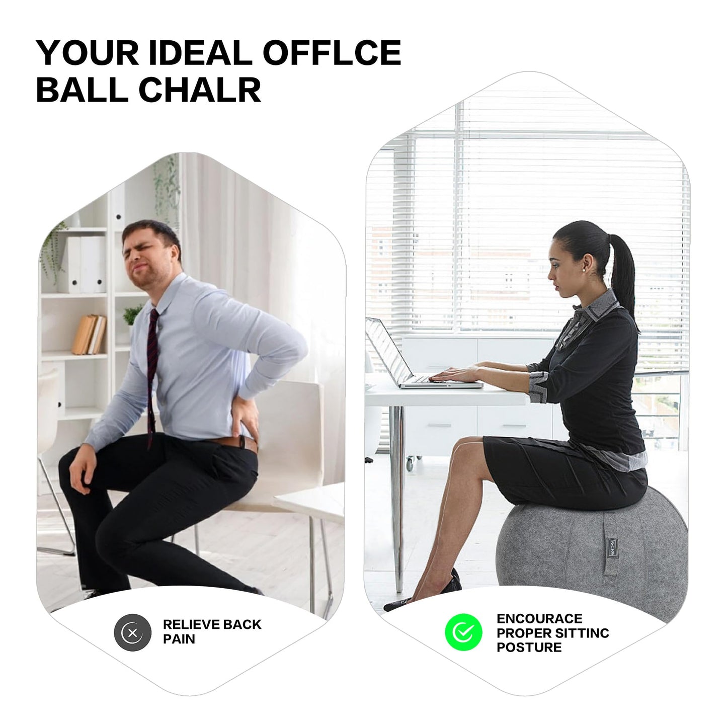 ANC POP Yoga Ball Exercise Ball, Anti Slip Stability Ball Chair, 25” Heavy Duty Large Gym Ball for Fitness, Balance and Core Workout with Cover, Easy Clean