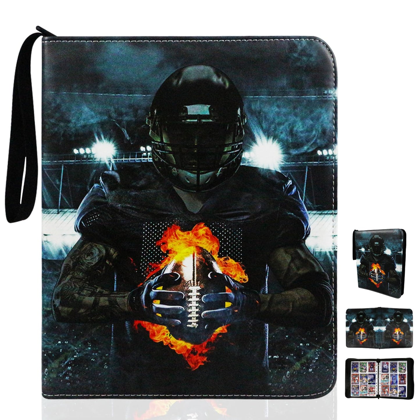Football Plus 9 Pocket Card Binder - Fits 900 Cards, 50 Removable Sleeves