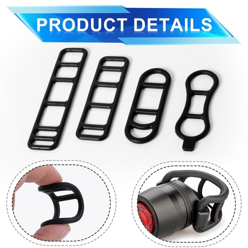 XIHIRCD 20pcs Bicycle Light Silicone Straps, 4 Styles Bike Rubber Straps Elastic Bike Silicone Mount Band Flashlights Cell Phones Speaker Lights Holder with S Buckles for Bicycle Light Sets Handlebar